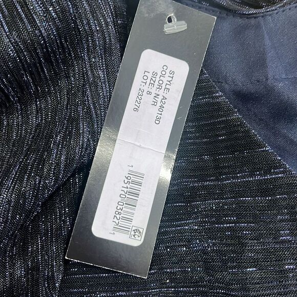 Betsy & Adam A24013D "ELAINE" Long Metallic Crinkle Cowl Neck Back Gown. - Picture 5 of 9